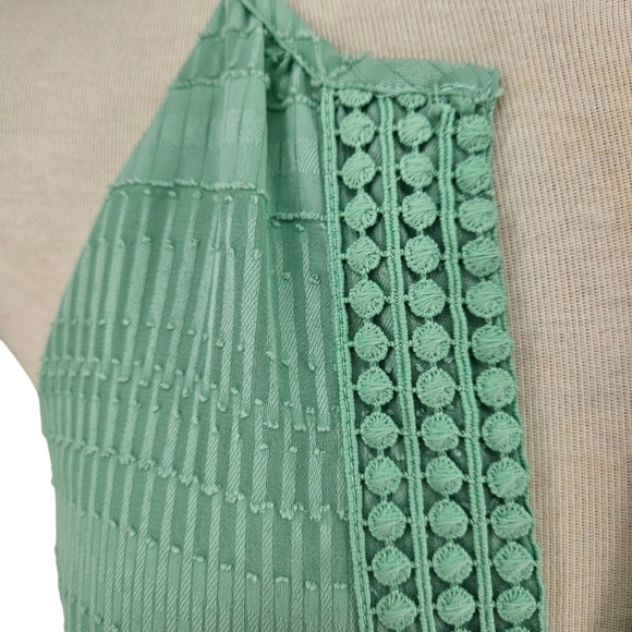 New York & Co Shift Dress Green Sleeveless Lace V Neck Sundress Small - Picture 4 of 9